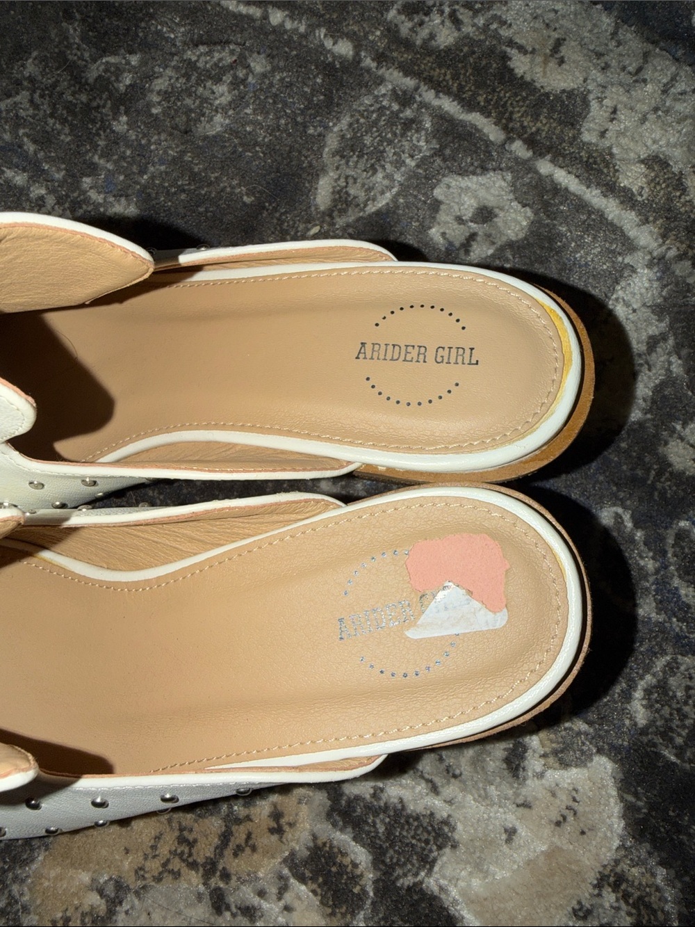 Arider Girl studded White Leather Slip-On Mules - Women size 10 - Picture 4 of 7